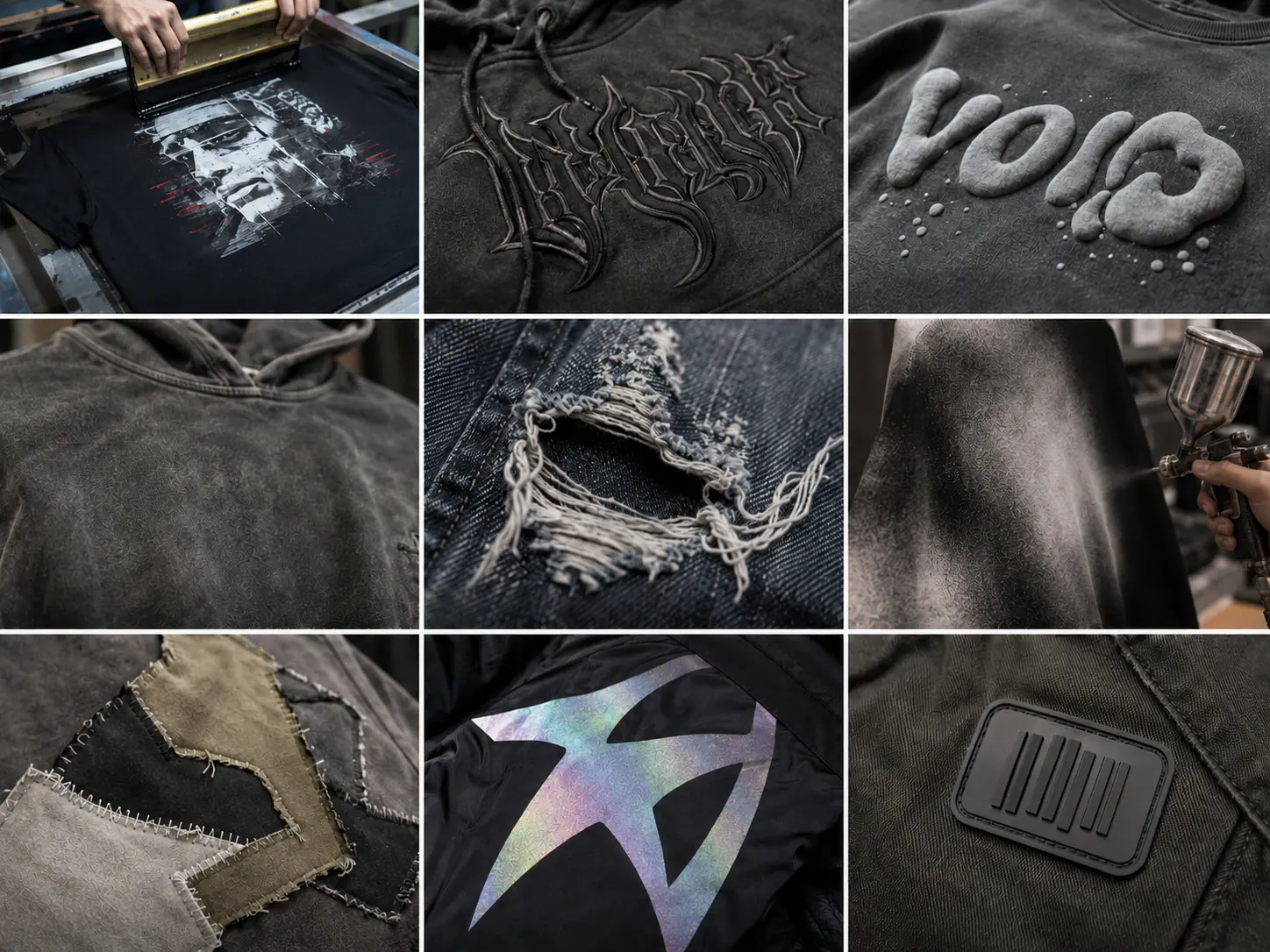 Custom menswear printing embroidery patches and branded decoration techniques